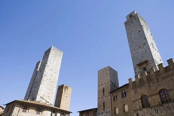 Wide view of towers in San Gimignano, Tuscany, Italy