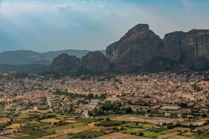 Framed Print : Wide view of the town Kalabaka, Trikala, Thessaly, Greece, Europe