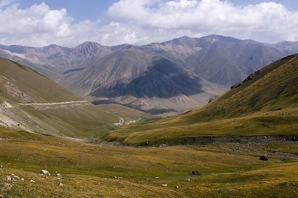 Wild mountain landscape near Song Kol, Kyrgyzstan, Central Asia