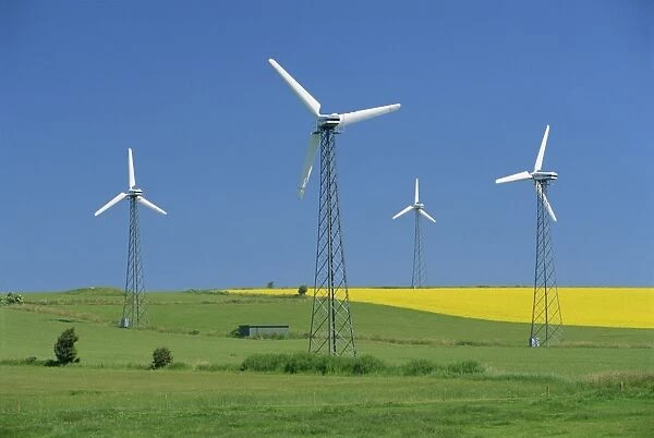 Wind generators, near St. Rise, Aero Island, Denmark, Scandinavia, Europe