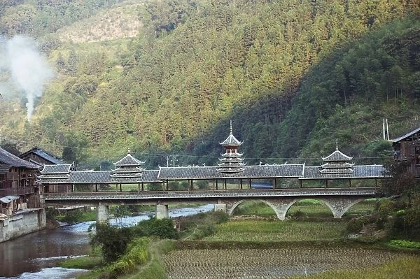 Wind and Rain bridge at Diping, Guizhou Province, China, Asia