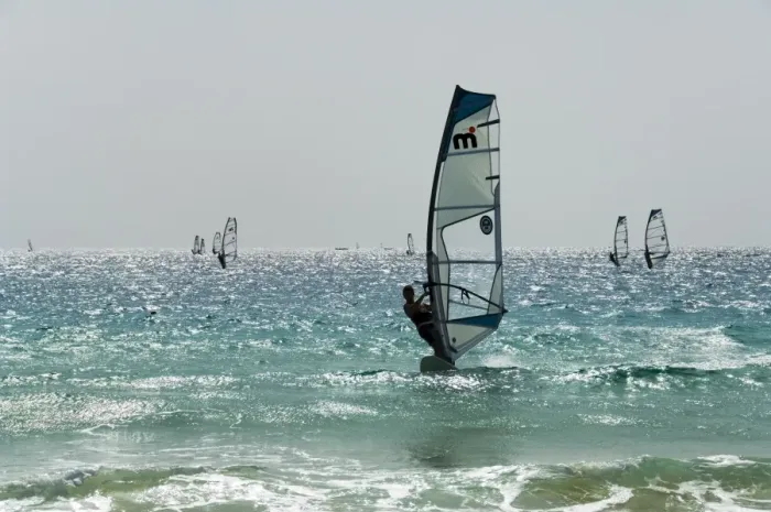 Framed Print : Wind surfing at Santa Maria on the island of Sal (Salt), Cape Verde Islands Framed Print : Wind surfing at Santa Maria on the island of Sal (Salt), Cape Verde Islands
