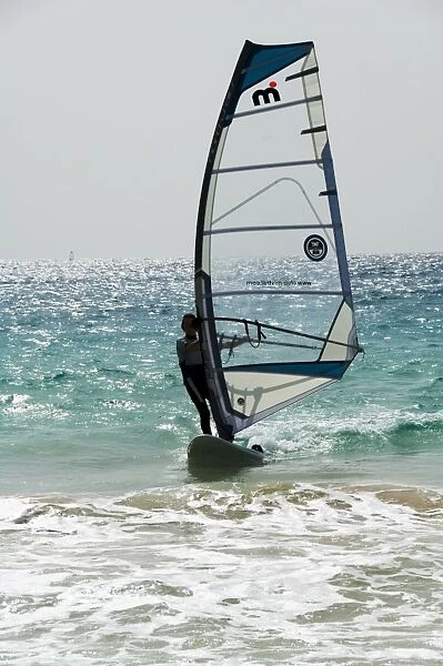 Wind surfing at Santa Maria on the island of Sal (Salt), Cape Verde Islands