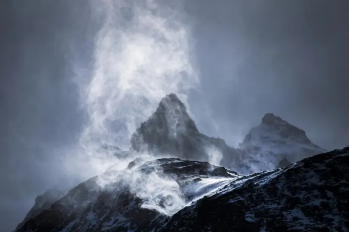 Framed Print : Wind sweeping snow off mountains, Torres del Paine National Park, Patagonia, Chile Framed Print : Wind sweeping snow off mountains, Torres del Paine National Park, Patagonia, Chile