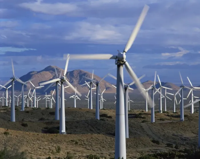 Framed Print : Wind turbines producing electricity on a wind farm in California, United States of America Framed Print : Wind turbines producing electricity on a wind farm in California, United States of America