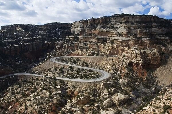 Winding mountain road in plateau and canyon country
