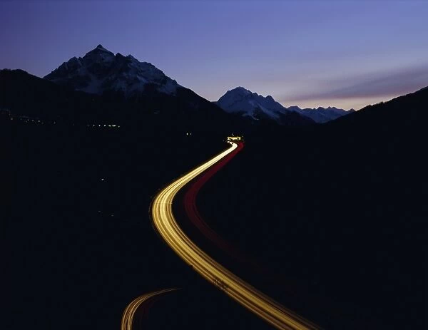 Winding road into the mountains, Europabrucke, Austria, Europe