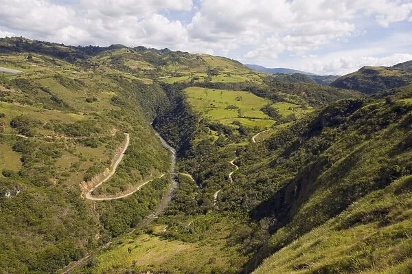 Winding road at Paso del Angel, Santa Sofia, near Villa de Leyva, Colombia, South America