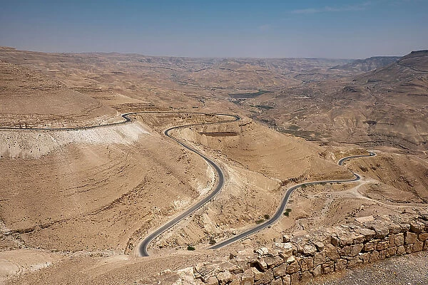 A winding road through the rocky mountains, Jordan, Middle East