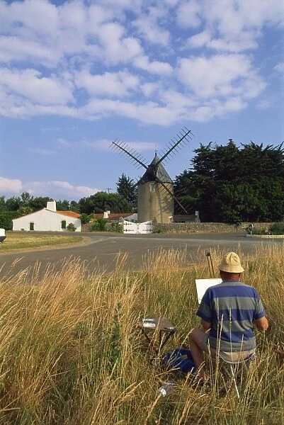 Windmill, Re Island, Poitou Charentes, France, Europe