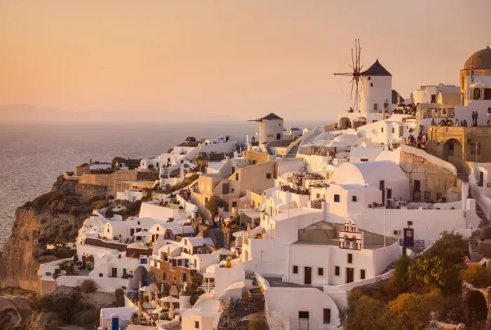 Framed Print : Windmill and traditional houses at sunset, Oia, Santorini (Thira), Cyclades Islands, Greek Islands, Greece, Europe Framed Print : Windmill and traditional houses at sunset, Oia, Santorini (Thira), Cyclades Islands, Greek Islands, Greece, Europe