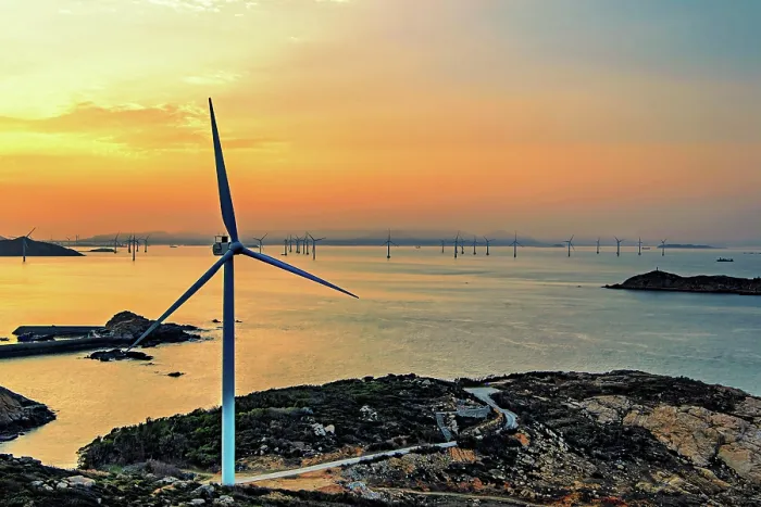 Framed Print : Windmills in a golden sunset, Pingtan Island, Fuzhou City, Fujian Province, China Framed Print : Windmills in a golden sunset, Pingtan Island, Fuzhou City, Fujian Province, China