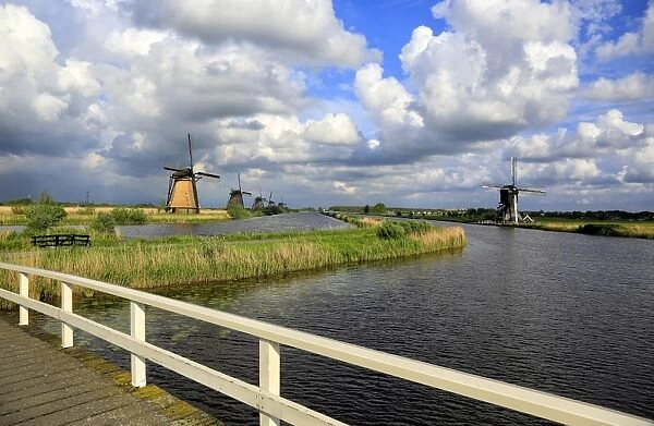 Windmills in Kinderdijk, UNESCO World Heritage Site, South Holland, Netherlands, Europe