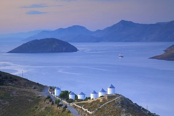 Windmills, Leros, Dodecanese, Greek Islands, Greece, Europe
