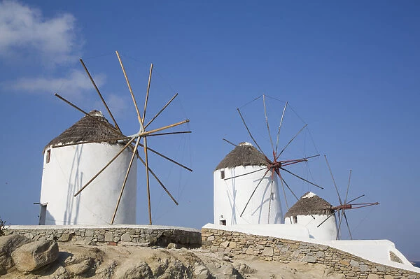 Windmills, Mykonos Town, Mykonos Island, Cyclades Group, Greek Islands, Greece, Europe