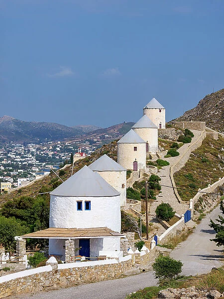 Windmills of Pandeli, Leros Island, Dodecanese, Greek Islands, Greece, Europe
