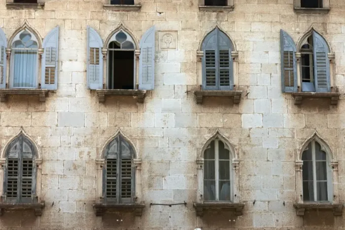 Framed Print : Window arches in old town, Porec, Istria, Croatia, Europe Framed Print : Window arches in old town, Porec, Istria, Croatia, Europe