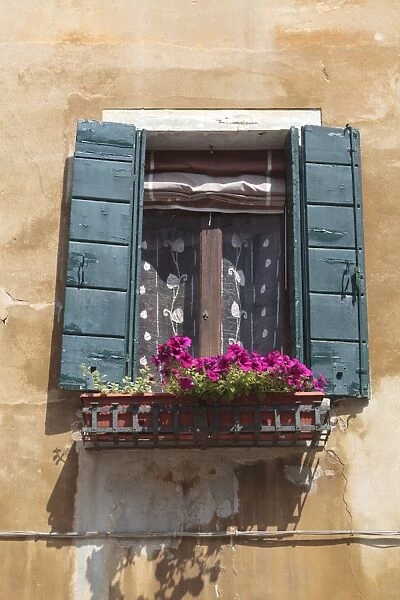 Window and shutters, Venice, Veneto, Italy, Europe