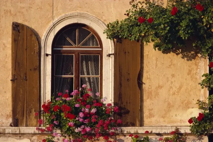 Framed Print : Window with shutters and window box Framed Print : Window with shutters and window box