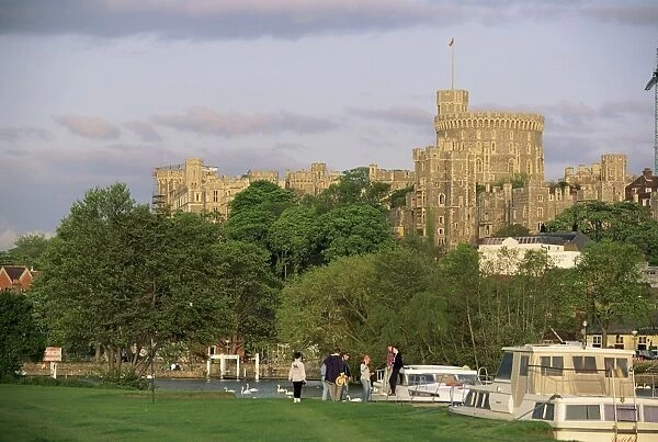 Windsor Castle from Eton Meadows across the River Thames, Windsor, Berkshire