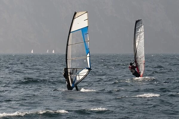 Windsurfers at Torbole del Garda, Lake Garda, Trentino-Alto Adige, Italian Lakes