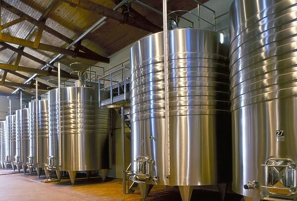 Wine fermentation tanks, Chateau Comtesse de Lalande, Pauillac, Gironde, France, Europe
