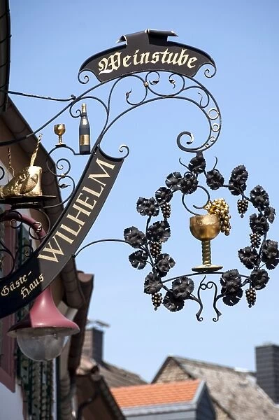 Winehouse sign in Maikammer, Sudliche Weinstrasse, Rhineland Palatinate, Germany, Europe