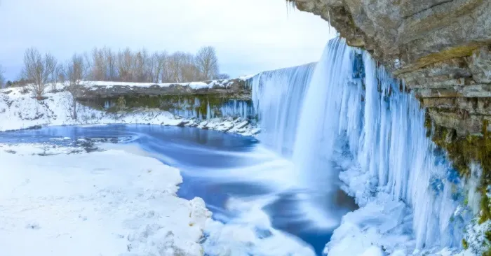 Framed Print : Winter ice covered and snowy waterfall, Estonia, Europe Framed Print : Winter ice covered and snowy waterfall, Estonia, Europe