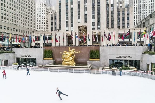 The winter ice skating rink in Rockefeller Plaza, New York City, United States of America