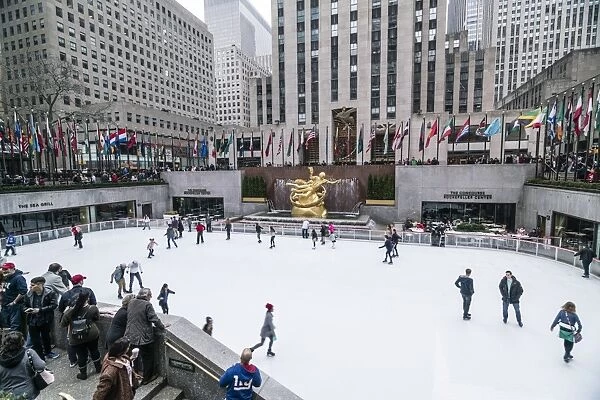 The winter ice skating rink in Rockefeller Plaza, New York City, United States of America