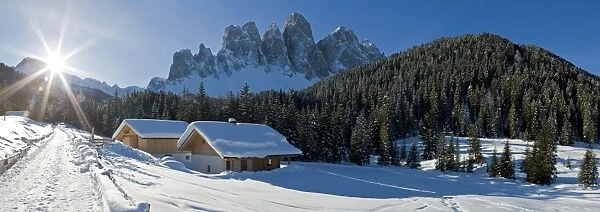 Winter landscape, Le Odle Group with Geisler Spitzen, 3060m, Val di Funes