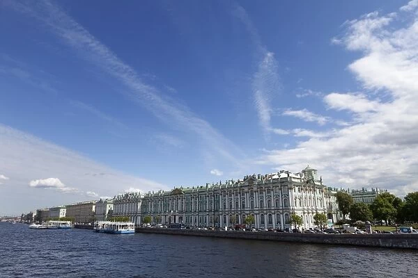 The Winter Palace and Hermitage, UNESCO World Heritage Site, along the River Neva, St. Petersburg, Russia, Europe