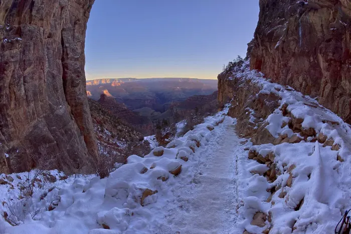 Framed Print : A winter sunrise view of Grand Canyon Arizona from Bright Angel Trail on the South Rim just past the second tunnel, Grand Canyon National Park, UNESCO World Heritage Site, Arizona, United States of America, North America Framed Print : A winter sunrise view of Grand Canyon Arizona from Bright Angel Trail on the South Rim just past the second tunnel, Grand Canyon National Park, UNESCO World Heritage Site, Arizona, United States of America, North America
