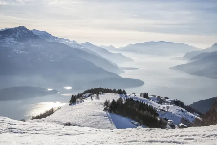 Framed Print : Winter view of Lake Como, Vercana mountains, High Lario, Lombardy, Italy, Europe Framed Print : Winter view of Lake Como, Vercana mountains, High Lario, Lombardy, Italy, Europe