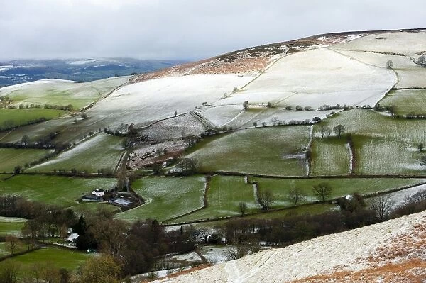 A wintry landscape at springtime in Powys, Wales, United Kingdom, Europe