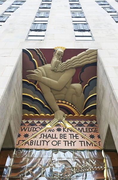 Wisdom by Lee Lawrie, part of the artwork that decorates the facade of the Rockefeller Center