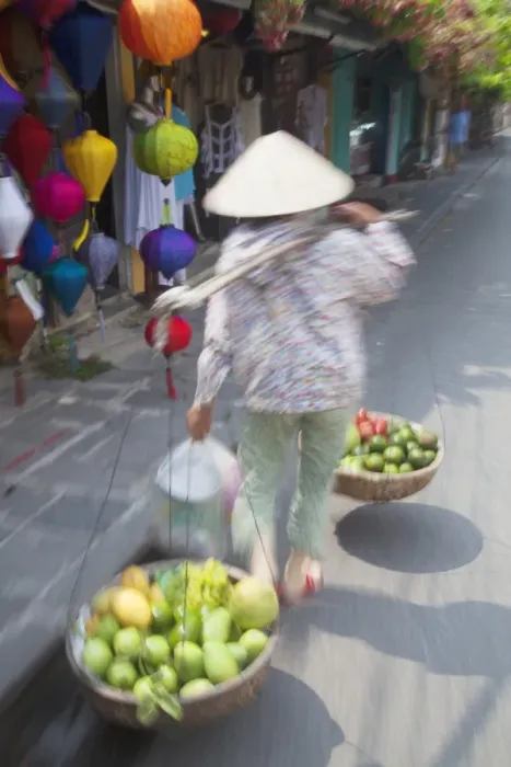 Framed Print : Woman carrying fruit along street, Hoi An, Quang Nam, Vietnam, Indochina, Southeast Asia, Asia Framed Print : Woman carrying fruit along street, Hoi An, Quang Nam, Vietnam, Indochina, Southeast Asia, Asia