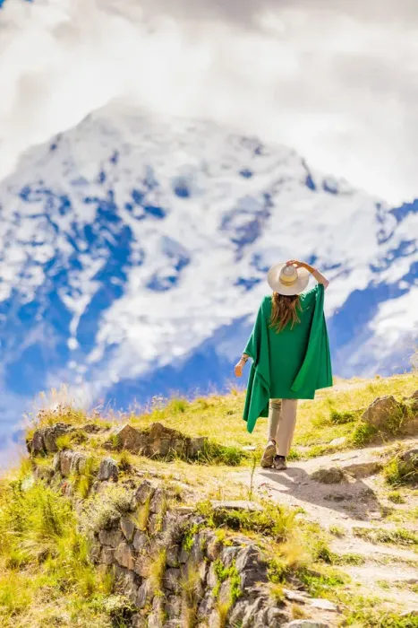 Framed Print : Woman enjoying the view high in the Andes Mountains while exploring Inti Punku (Sun Gate) Framed Print : Woman enjoying the view high in the Andes Mountains while exploring Inti Punku (Sun Gate)