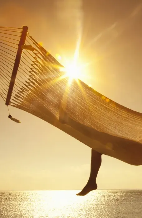 Framed Print : Woman in a hammock on the beach, Florida, United States of America, North America
