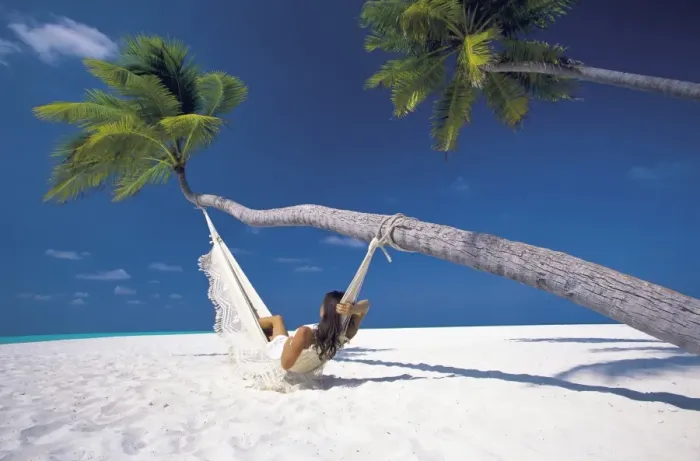 Framed Print : Woman in hammock on beach, Maldives, Indian Ocean, Asia Framed Print : Woman in hammock on beach, Maldives, Indian Ocean, Asia