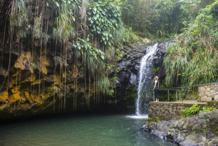 Framed Print : Woman looking at the Annandale Falls, Grenada, Windward Islands, West Indies, Caribbean, Central America Framed Print : Woman looking at the Annandale Falls, Grenada, Windward Islands, West Indies, Caribbean, Central America