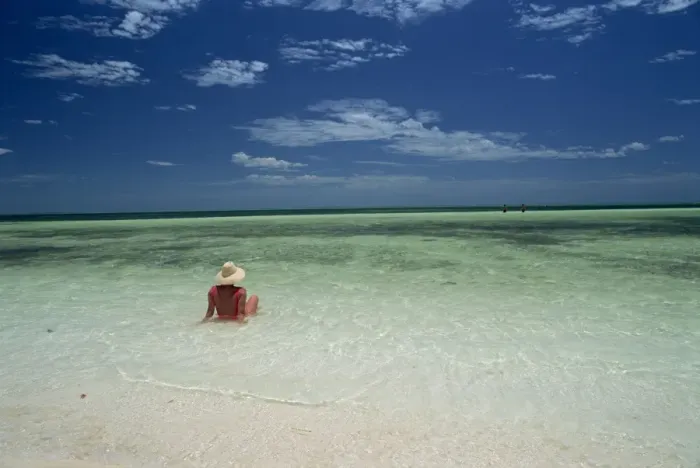 Framed Print : Woman in the sea on the beach at Cayo Coco on the island of Cuba, West Indies Framed Print : Woman in the sea on the beach at Cayo Coco on the island of Cuba, West Indies