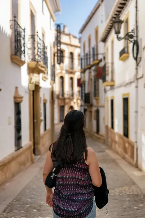 Framed Print : Woman in street of historic white village, Ronda, Pueblos Blancos, Andalusia, Spain, Europe Framed Print : Woman in street of historic white village, Ronda, Pueblos Blancos, Andalusia, Spain, Europe