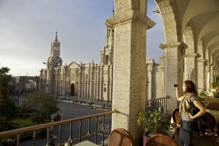 Framed Print : Woman taking photograph of Arequipa Cathedral (la catedral) Plaza de Armas, Arequipa, peru, peruvian, south america, south american, latin america, latin american South America Framed Print : Woman taking photograph of Arequipa Cathedral (la catedral) Plaza de Armas, Arequipa, peru, peruvian, south america, south american, latin america, latin american South America