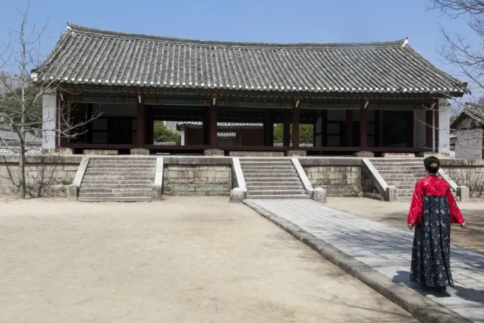 Framed Print : Woman in traditional dress at King Wang Kons Mausoleum, Kaesong City, Democratic Peoples Republic of Korea (DPRK), North Korea, Asia