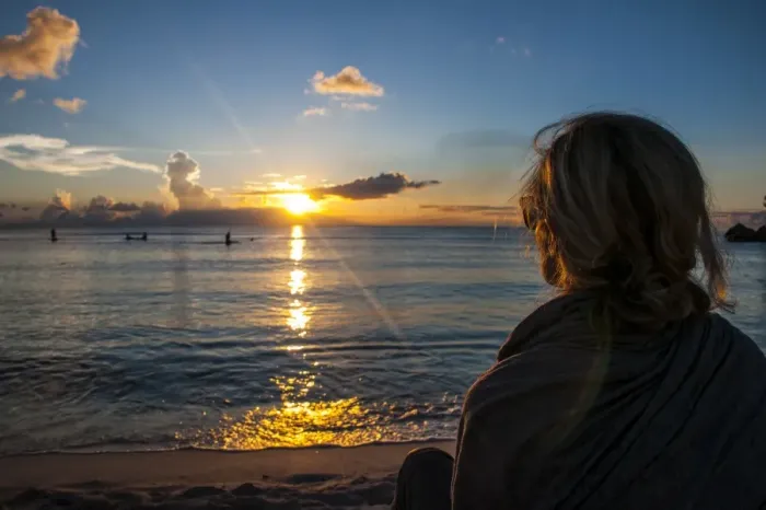 Framed Print : Woman watching the sunset in Guam, US Territory, Central Pacific, Pacific Framed Print : Woman watching the sunset in Guam, US Territory, Central Pacific, Pacific