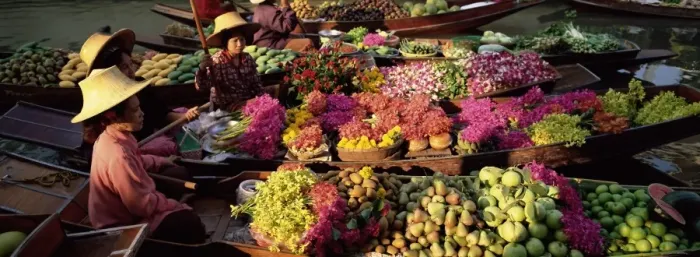 Framed Print : Women market traders in boats laden with fruit and flowers Framed Print : Women market traders in boats laden with fruit and flowers