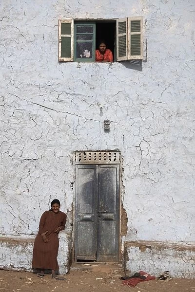 Women relax at their home on the west bank of Luxor, Egypt, North Africa, Africa