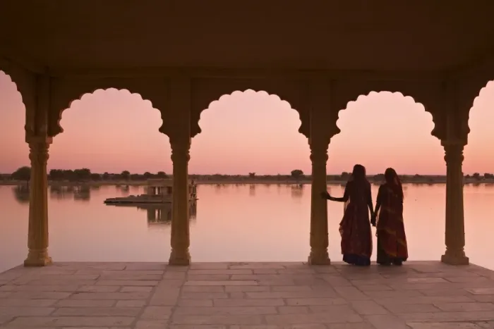 Framed Print : Women In Traditional Dress, Jaisalmer, Western Rajasthan, India