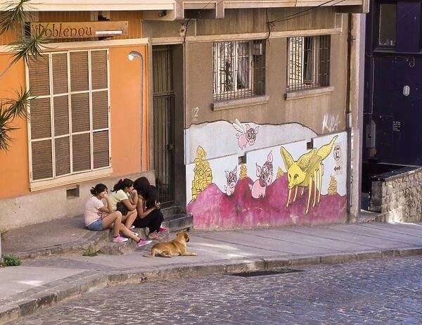 Wonderful graffiti, Valparaiso, UNESCO World Heritage Site, Chile, South America